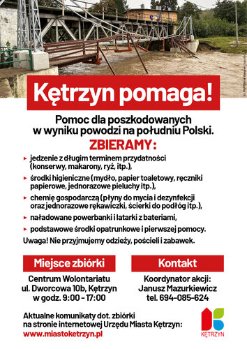 Pomoc dla poszkodowanych w wyniku powodzi na południu Polski