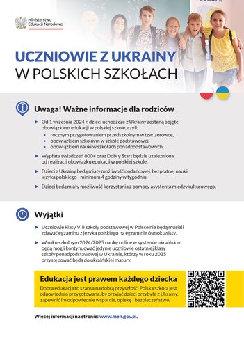 Komunikat MEN dot. uczniów z Ukrainy w polskich szkołach